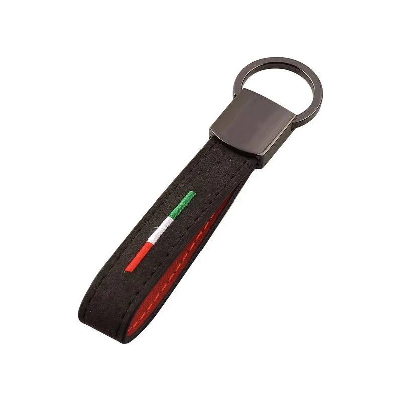 Italie sleutelhanger zwart leer