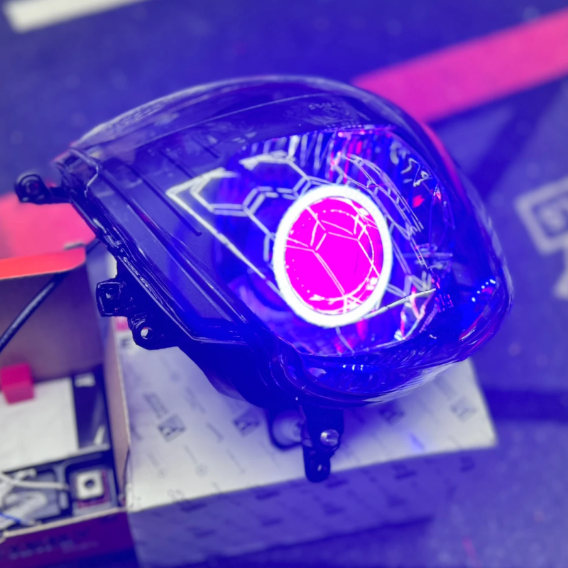 Angel Eye Blauw/Rood | Piaggio Zip| incl. OEM koplampglas en reflector